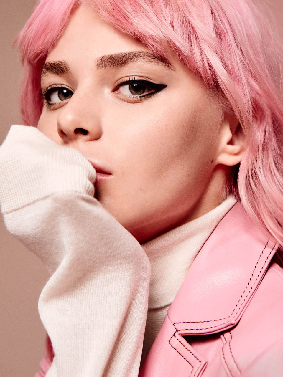 Carnation — Leather Jacket Ganni Turtleneck Tiger of Sweden