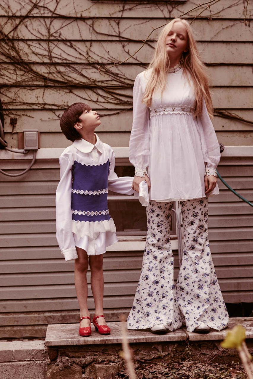 Sisterhood — Left: Top PH5 Top worn underneath I Waited For You Shoes Nina / Right: Top Vintage by Le Grand Strip Pants THII Shoes Durango