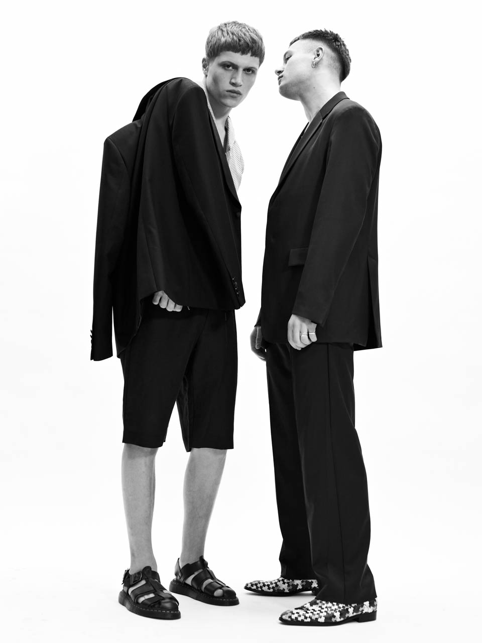 Dreamer — Left: Shirt & Jacket Sandro Trousers Whyred Sandals Dr. Martens / Right: Suit COS Shoes Floris van Bommel