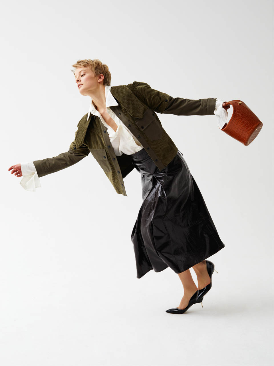 Falling &mdash; Midi Skirt Lemaire Shirt Ann Demeulemeester Jacket Symonds Pearmain Shoes Kurt Geiger Bag Nico Giani