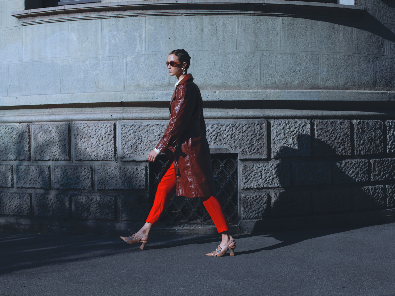 Walk That Journey — Coat Babylon Shoes & Sunglasses Asos Earrings Rada Blouse & Pants Stylist’s Own