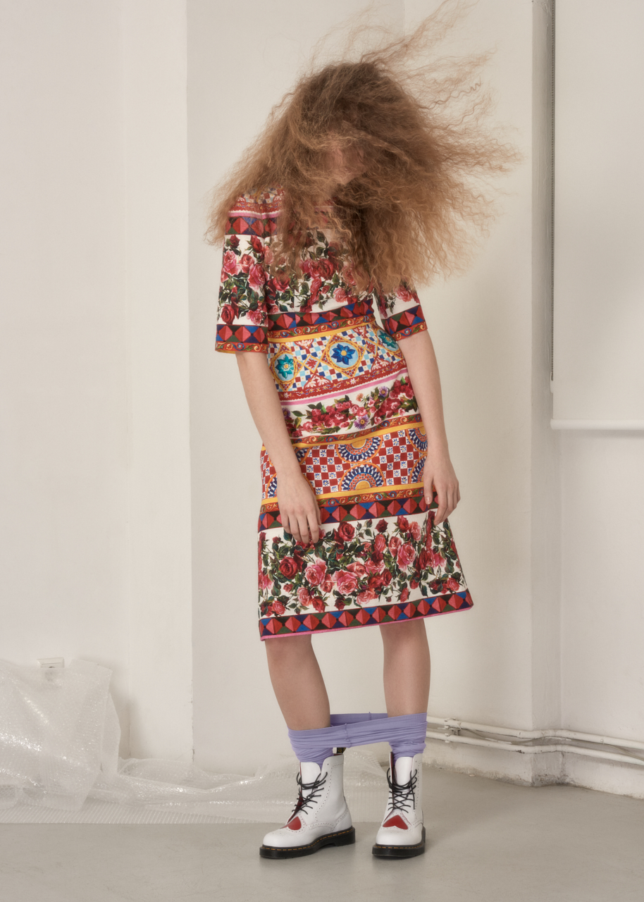Go With The Fuzz — Dress Dolce & Gabbana by Matchesfashion Tights Hudson Shoes Dr. Martens