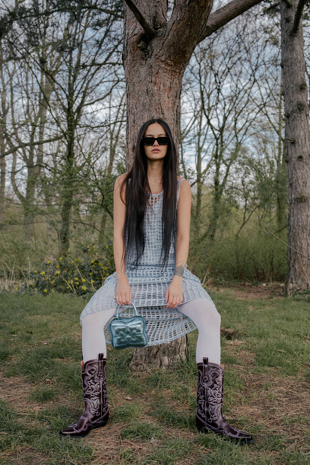 Perky Things — Dress & Other Stories x Susan Fang Boots Ganni Sunglasses Prada Bag Ganni Thights Falke