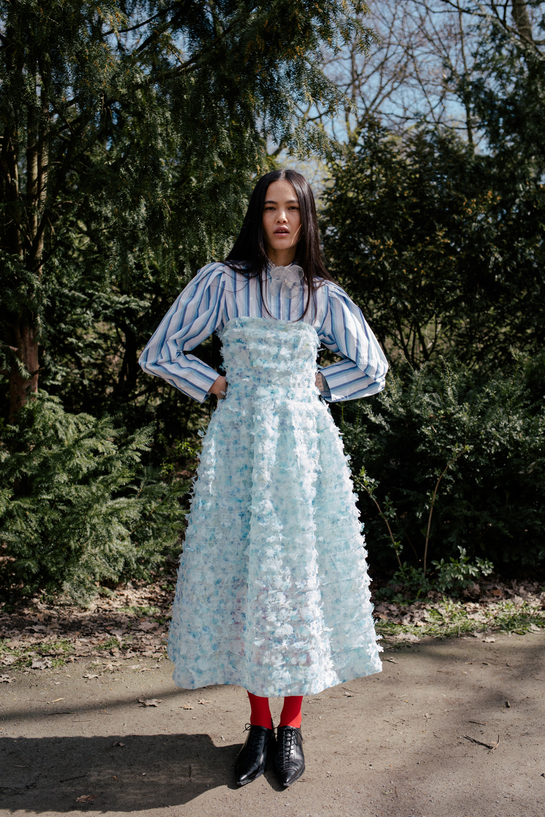 Perky Things — Dress & Necklace & Other Stories x Susan Fang Shirt Ganni Shoes Atelier by Vagabond Tights Falke