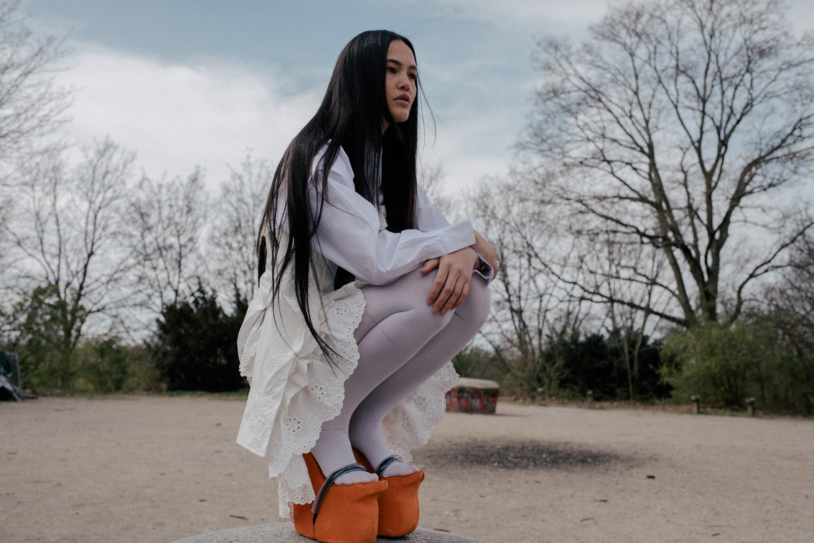 Perky Things — Shirt Ivy Oak Top & Skirt & Other Stories x Susan Fang Thights Falke Shoes Essie Kramer