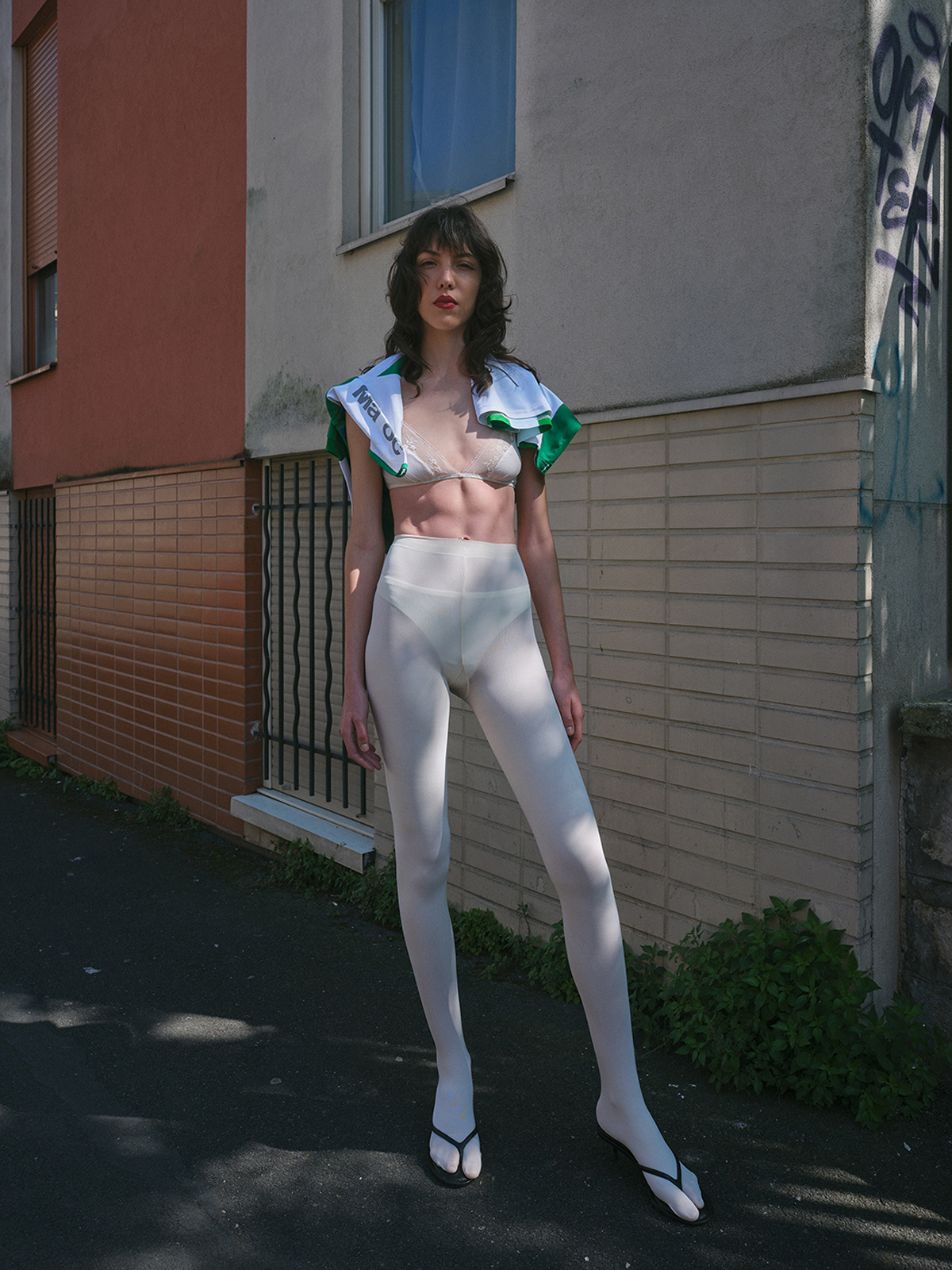 IVRY — Tights Tabio Lingerie Zara Vintage soccer jersey Raja Casablanca Sandals Zara