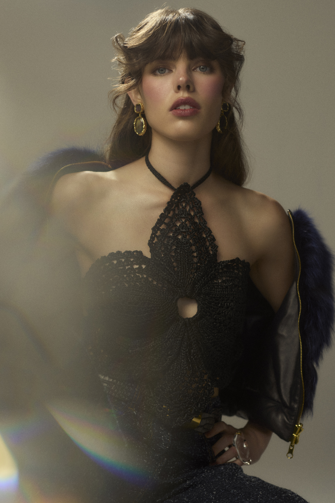Making Waves — Top Cult Gaia Jacket Helen Yarmak Pants Maje Earrings & ring Alexis Bittar